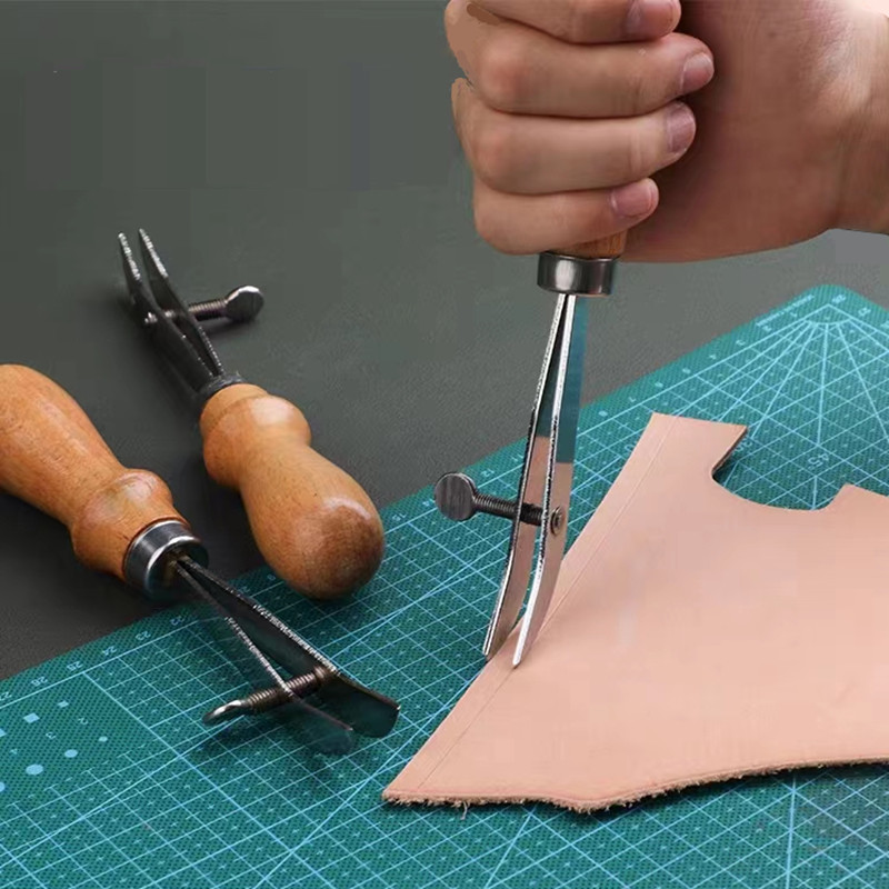 Groover Stitching Tool - Creaser de borda de couro ajustável,