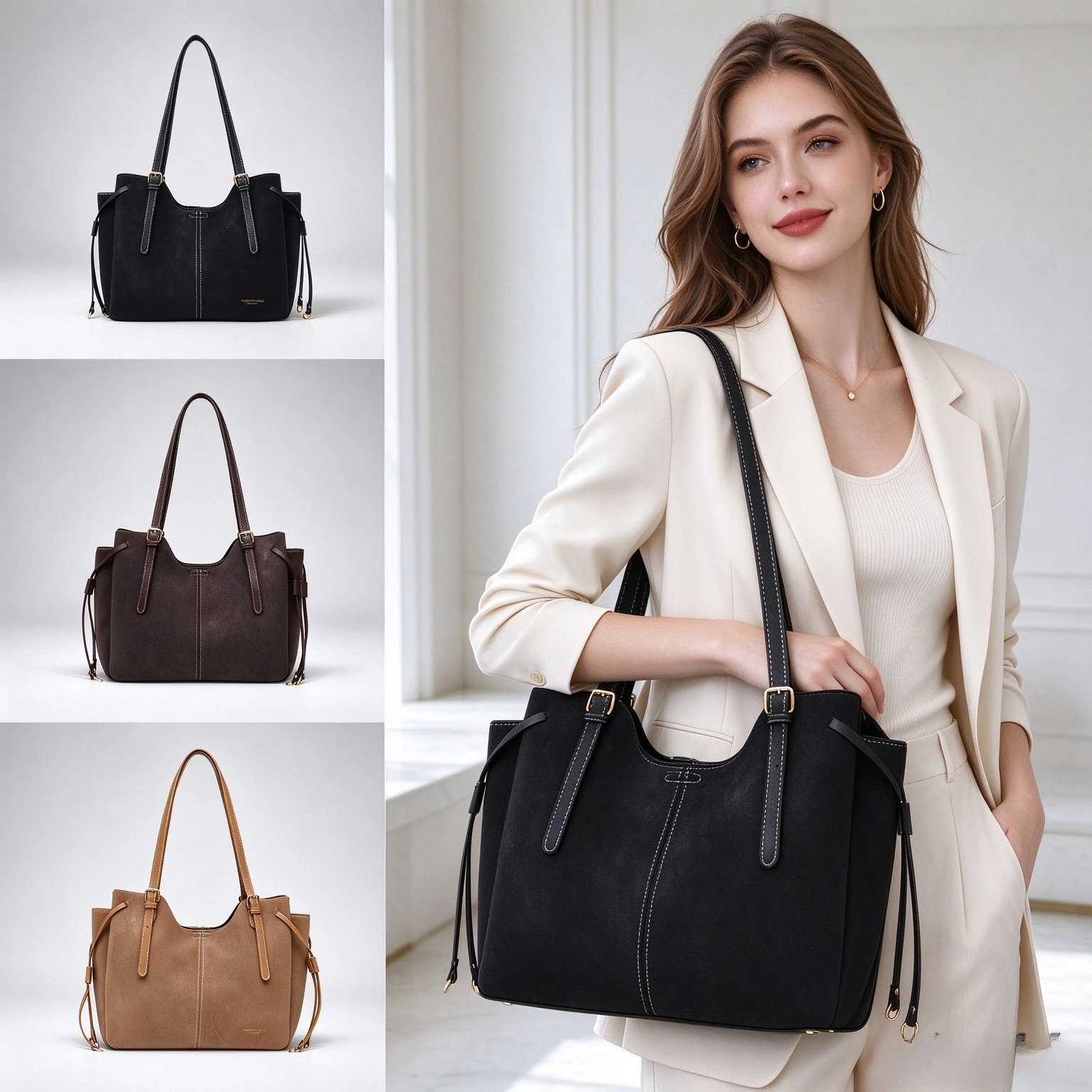 Leatherwork Designs - Bolsa Tote de Luxo com Franjas
