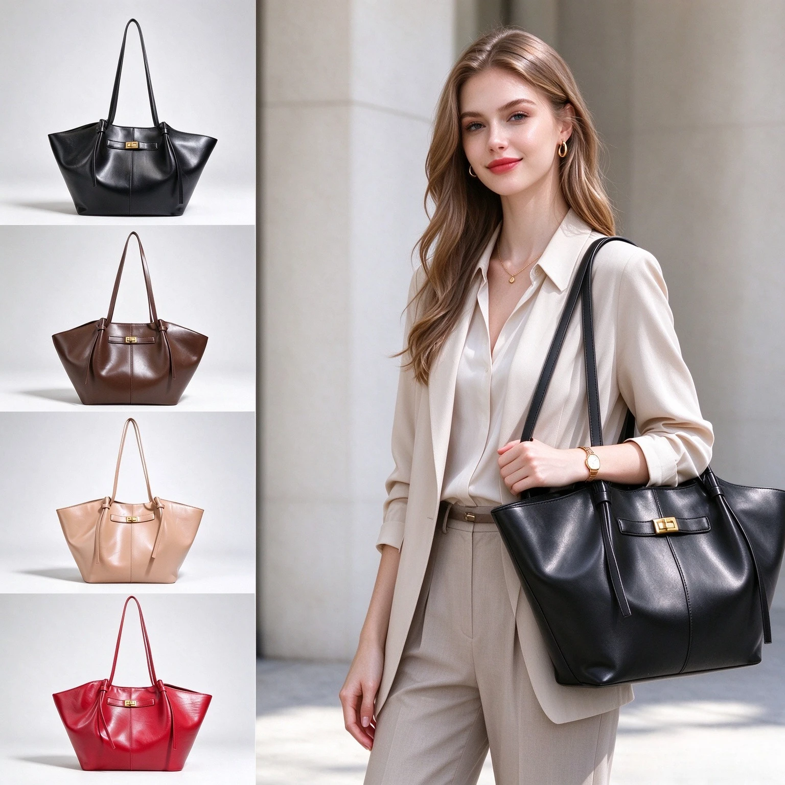 Leatherwork Designs - Bolsa Tote Feminina de Luxo em